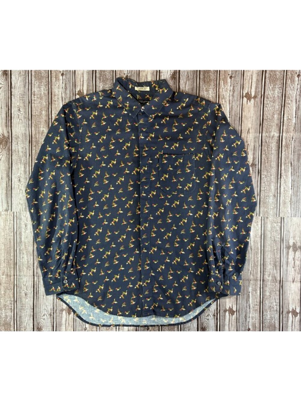 Engineered Garments bird print flannel shirt size M color navy "ducks"